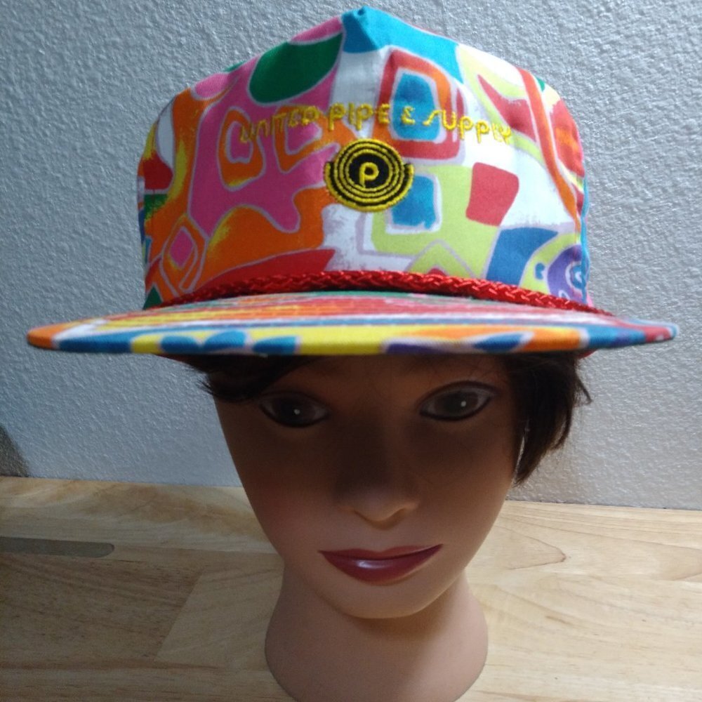 DS Vintage United Pipe & Supply Abstract Pattern Rope Trucker Hat